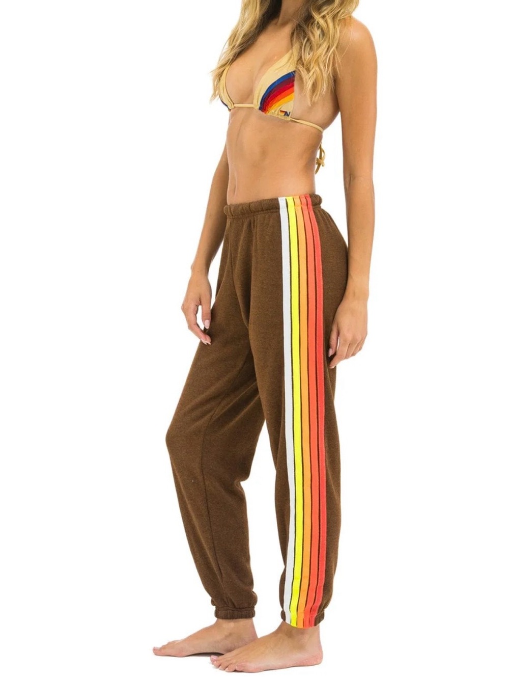 5‎ STRIPE SWEATPANTS - CHOCOLATE // WHITE NEON